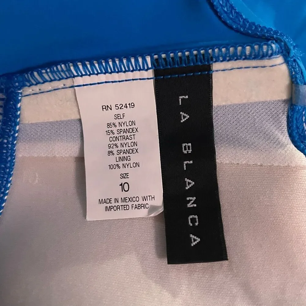 La Blanca Size 10 Ruffle Bandeau One Piece Bikini Swimsuit Blue